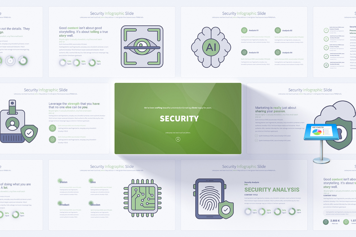Security Keynote Presentation Template | Editable Slides | Animated Infographics | Full HD | Color Variations